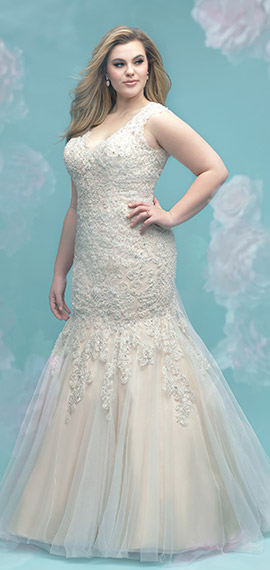 allure ivory bridal dress with an illusion back with textured lace